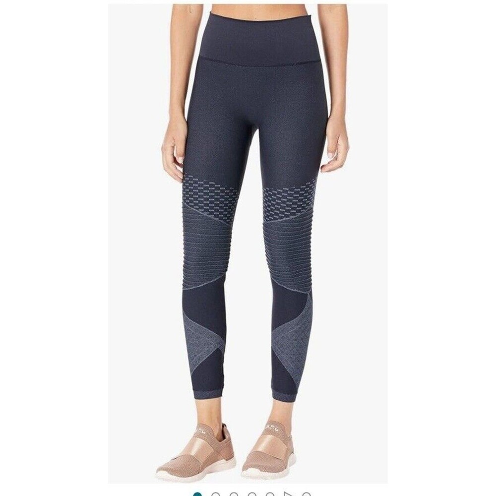 SPANX Look At Me Now Seamless Moto Leggings Navy Women’s Medium NWT